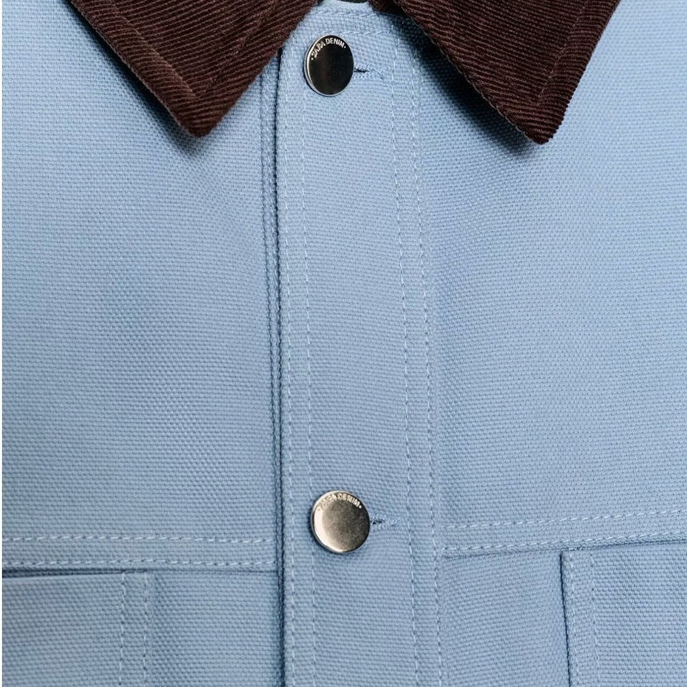 ZARA NWT NEW PADDED COMBINATION COLLAR JACKET SKY BLUE S